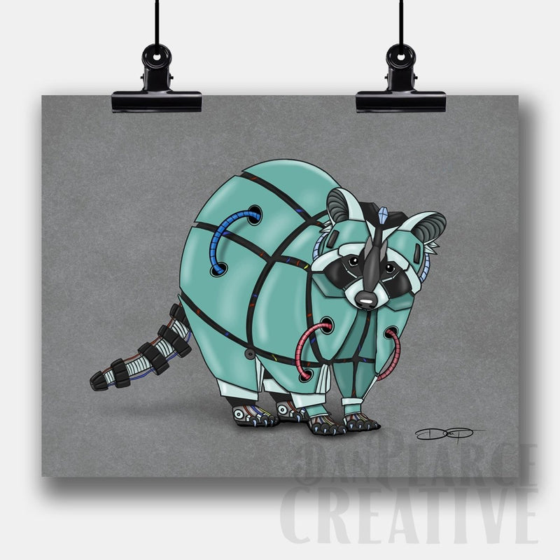 Raccoon Robot Fine Art Print - Dan Pearce Sticker Shop