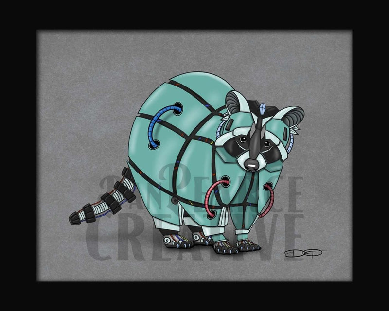 Raccoon Robot Fine Art Print - Dan Pearce Sticker Shop