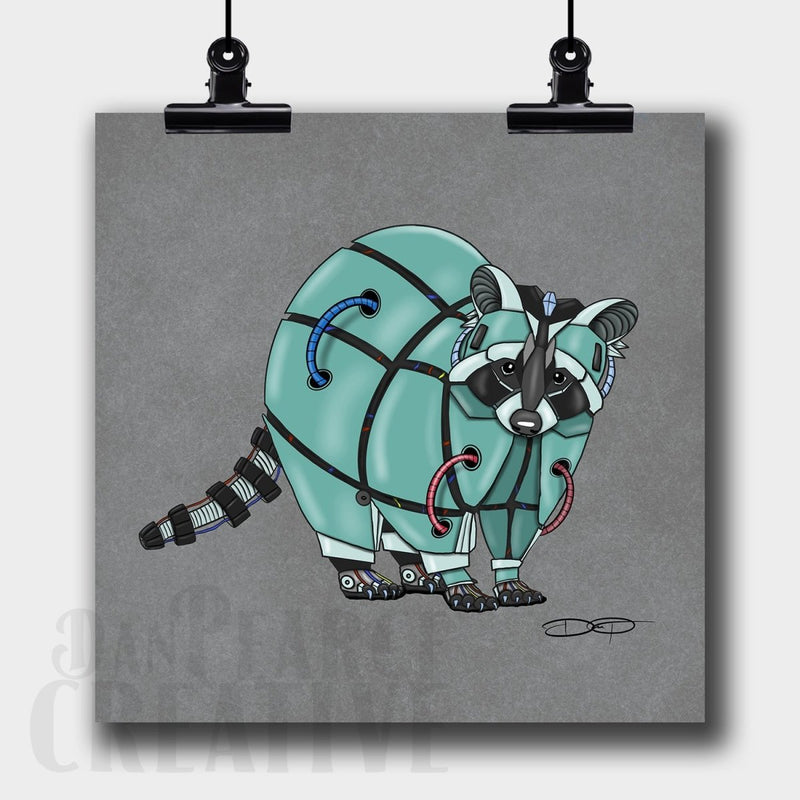 Raccoon Robot Fine Art Print - Dan Pearce Sticker Shop