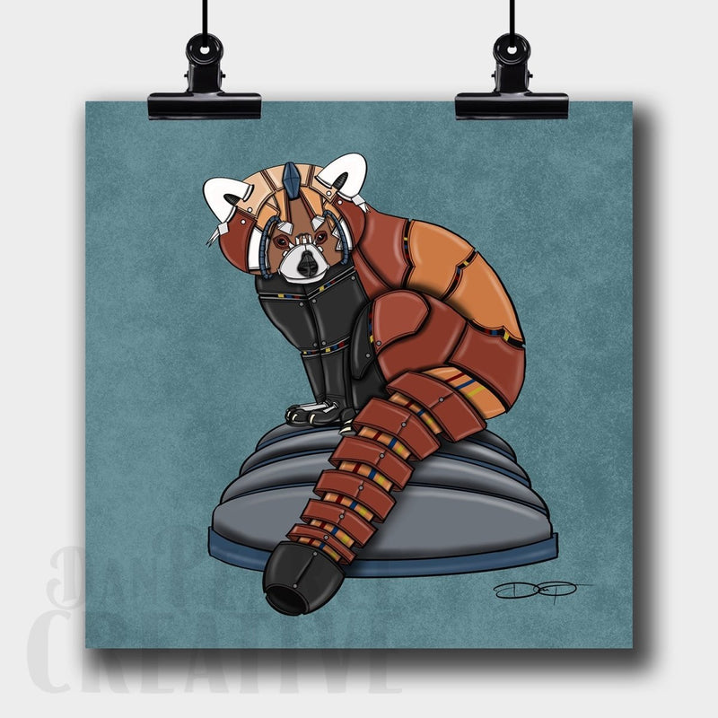 Red Panda Robot Fine Art Print - Dan Pearce Sticker Shop