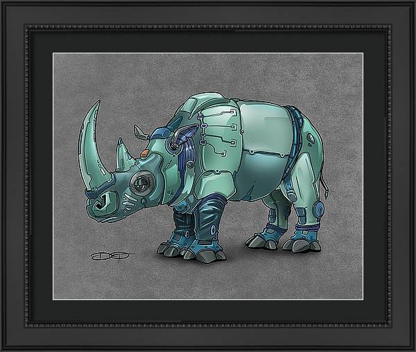 Rhinoceros Robot Fine Art Print - Dan Pearce Sticker Shop