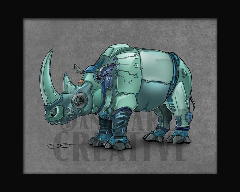 Rhinoceros Robot Fine Art Print - Dan Pearce Sticker Shop