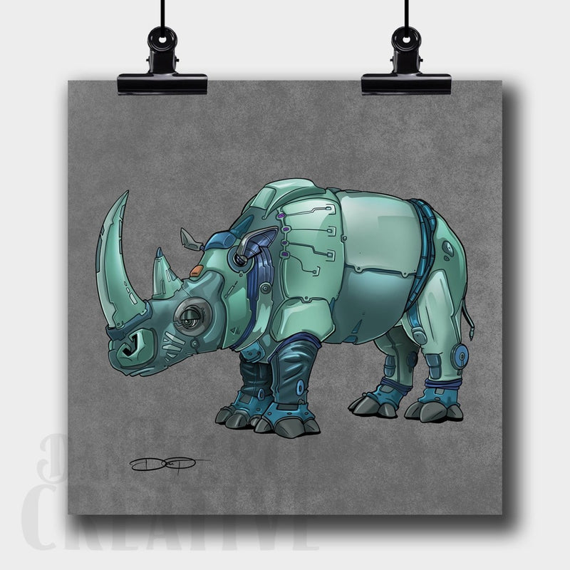 Rhinoceros Robot Fine Art Print - Dan Pearce Sticker Shop