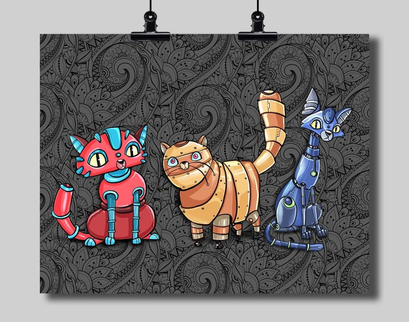 Robot Cats Art Print - Dan Pearce Sticker Shop