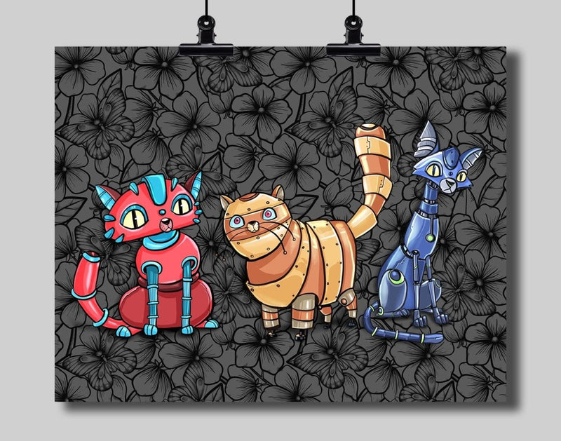 Robot Cats Art Print - Dan Pearce Sticker Shop