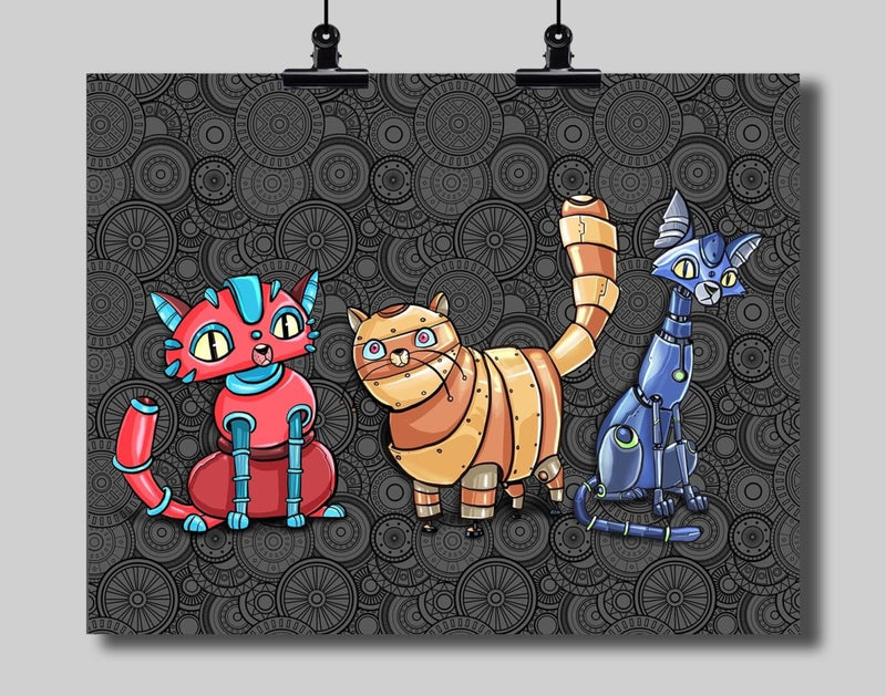 Robot Cats Art Print - Dan Pearce Sticker Shop