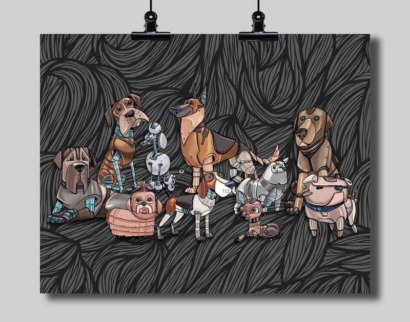 Robot Dogs Art Print - Dan Pearce Sticker Shop