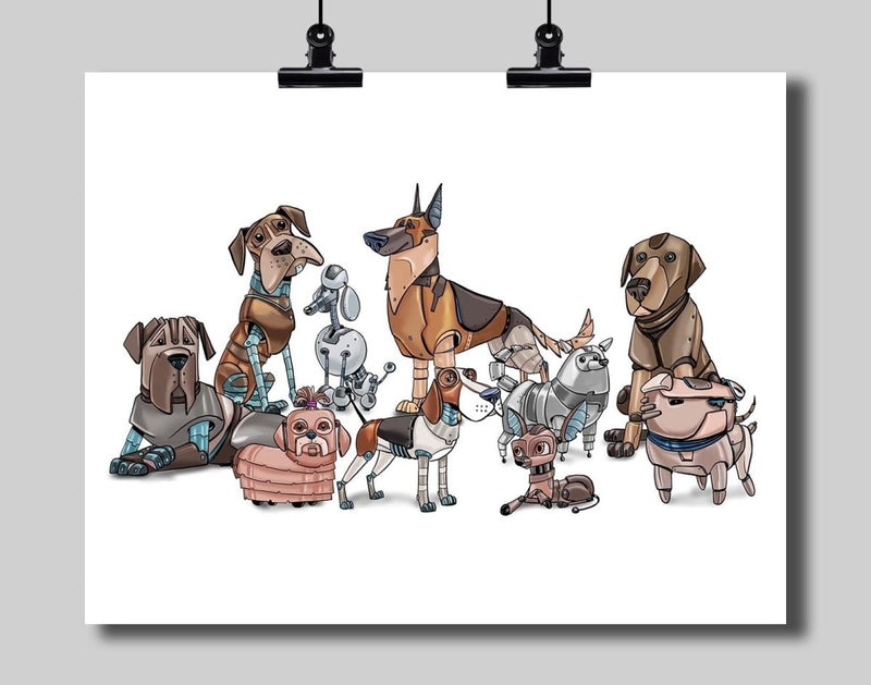 Robot Dogs Art Print - Dan Pearce Sticker Shop