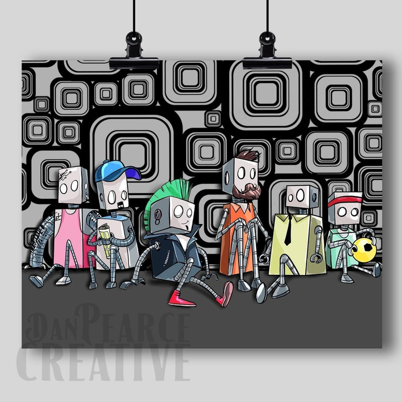 "Robot Friends" Fine Art Print - Dan Pearce Sticker Shop