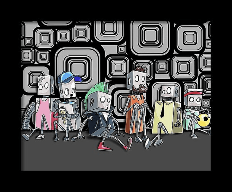 "Robot Friends" Fine Art Print - Dan Pearce Sticker Shop