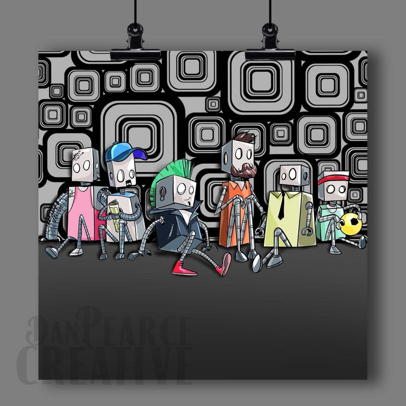 "Robot Friends" Fine Art Print - Dan Pearce Sticker Shop