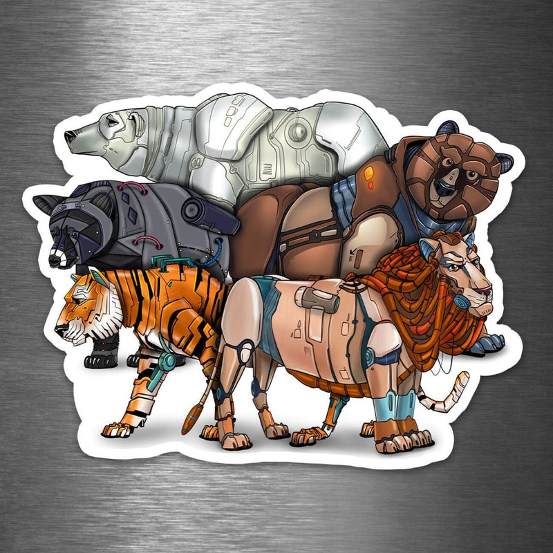 Robot Lions, Tigers, & Bears - Vinyl Sticker - Dan Pearce Sticker Shop