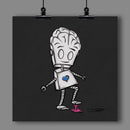 Robot Stepping in Gum Adorable Robot Fine Art Print - Dan Pearce Sticker Shop