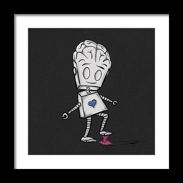 Robot Stepping in Gum Adorable Robot Fine Art Print - Dan Pearce Sticker Shop