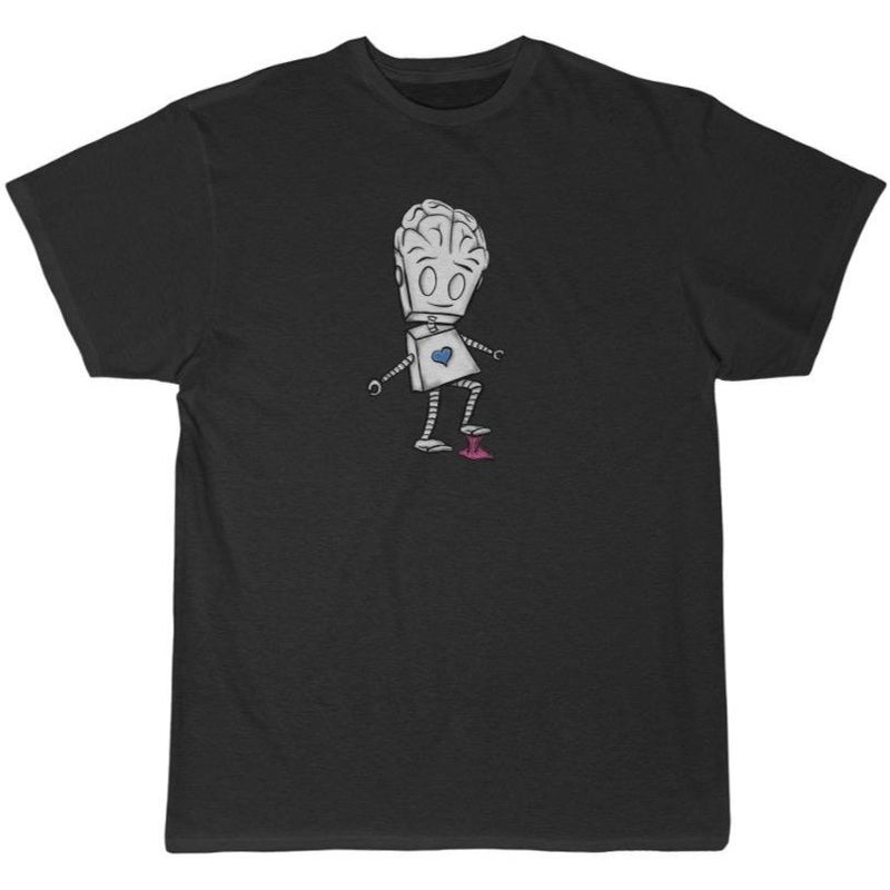 Robot Stepping in Gum Adorable Robot Premium Black T-Shirt - Dan Pearce Sticker Shop