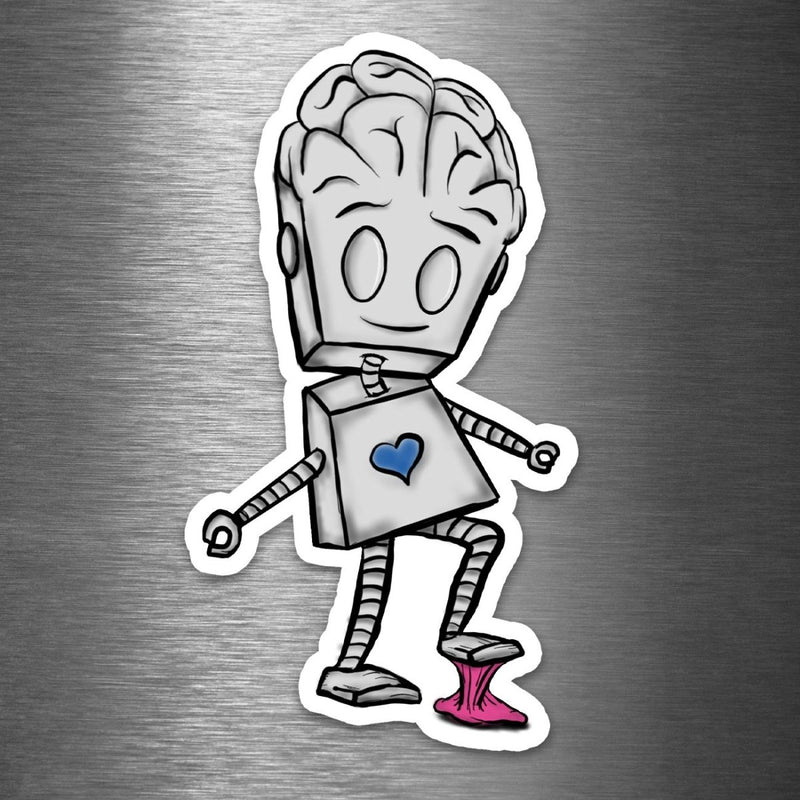 Robot Stepping in Gum - Premium Sticker - Dan Pearce Sticker Shop