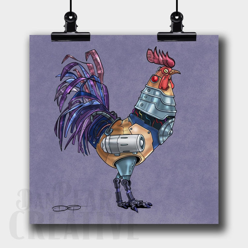 Rooster Robot Fine Art Print - Dan Pearce Sticker Shop