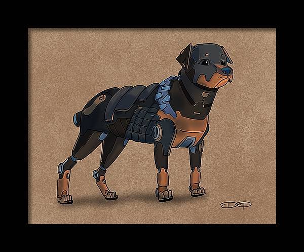 Rottweiler Robot Dog Fine Art Print - Dan Pearce Sticker Shop