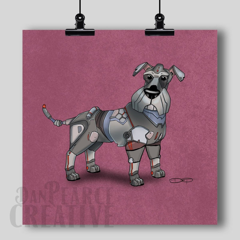 Schnauzer Robot Dog Fine Art Print - Dan Pearce Sticker Shop