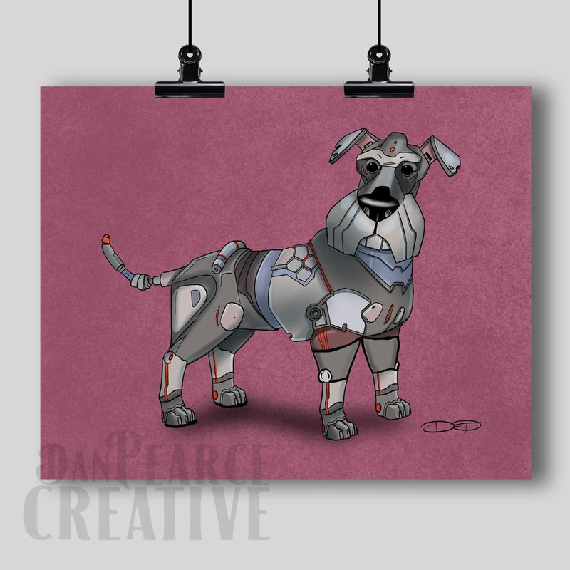 Schnauzer Robot Dog Fine Art Print - Dan Pearce Sticker Shop