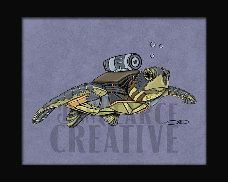 Sea Turtle Robot Fine Art Print - Dan Pearce Sticker Shop