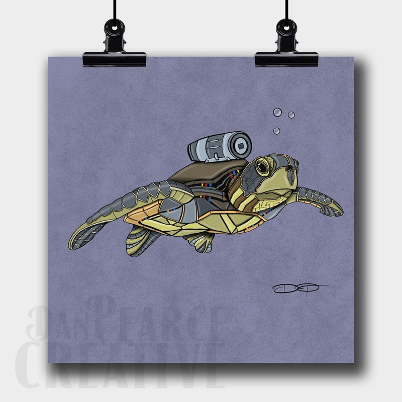 Sea Turtle Robot Fine Art Print - Dan Pearce Sticker Shop