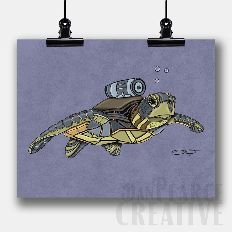 Sea Turtle Robot Fine Art Print - Dan Pearce Sticker Shop