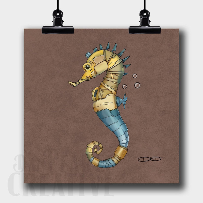 Seahorse Robot Fine Art Print - Dan Pearce Sticker Shop