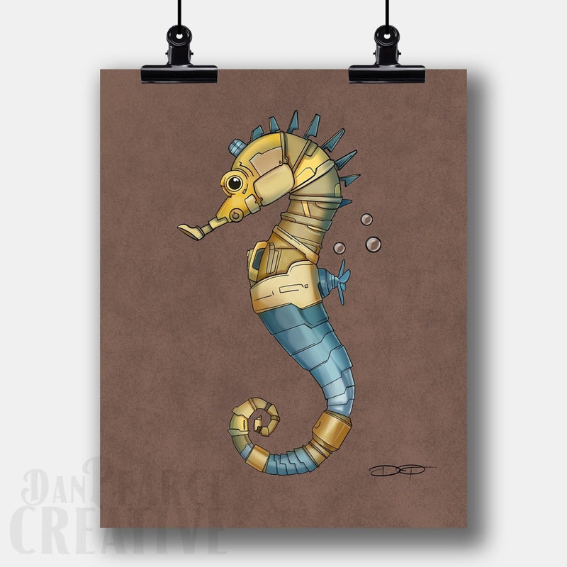 Seahorse Robot Fine Art Print - Dan Pearce Sticker Shop