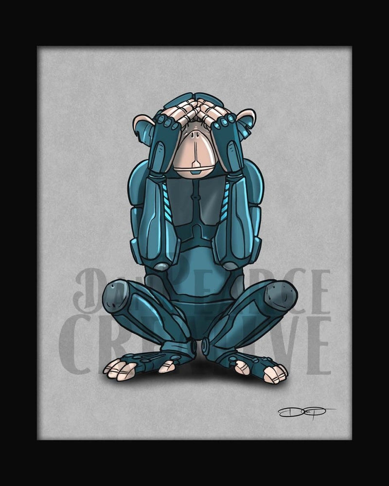 "See No Evil" Monkey Robot Fine Art Print - Dan Pearce Sticker Shop