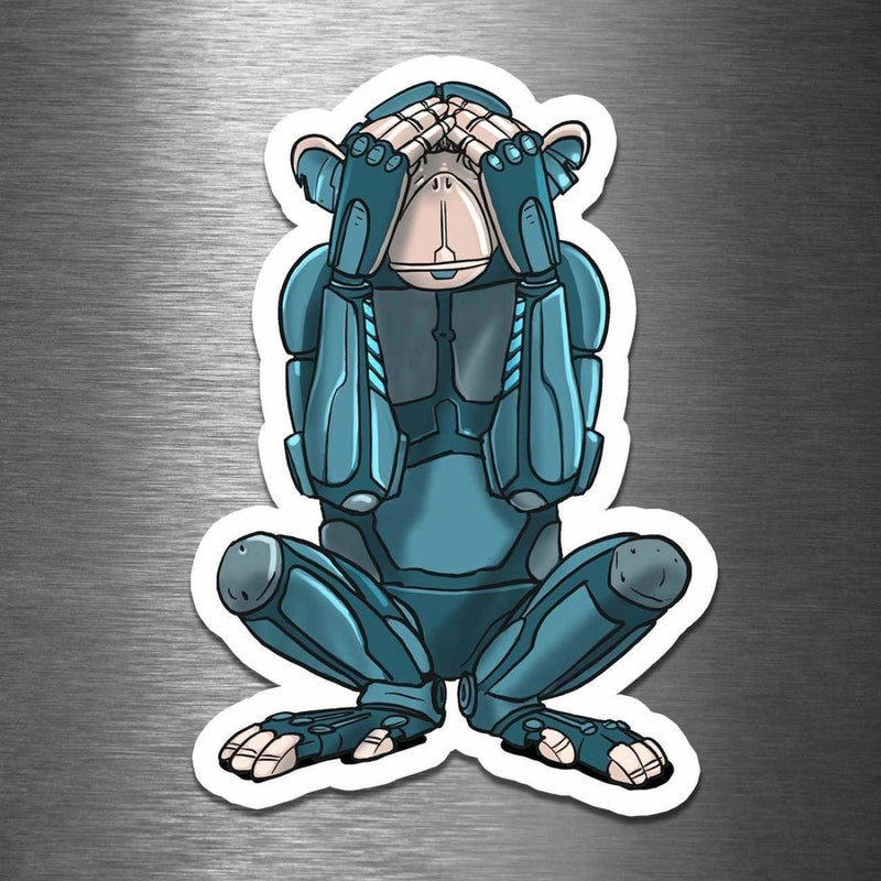 See No Evil Monkey Robot - Vinyl Sticker - Dan Pearce Sticker Shop
