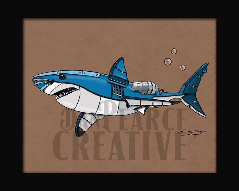 Shark Robot Fine Art Print - Dan Pearce Sticker Shop