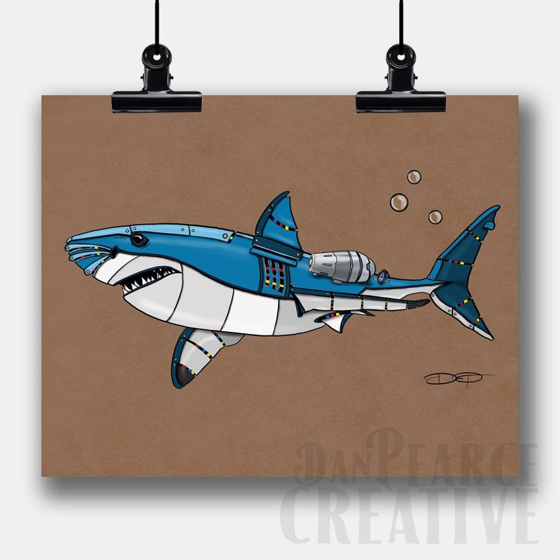 Shark Robot Fine Art Print - Dan Pearce Sticker Shop