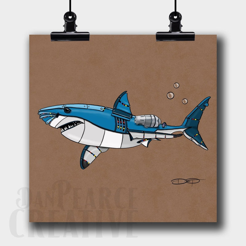 Shark Robot Fine Art Print - Dan Pearce Sticker Shop