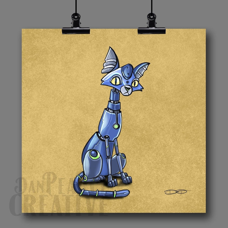 Siamese Cat Robot Cat Fine Art Print - Dan Pearce Sticker Shop