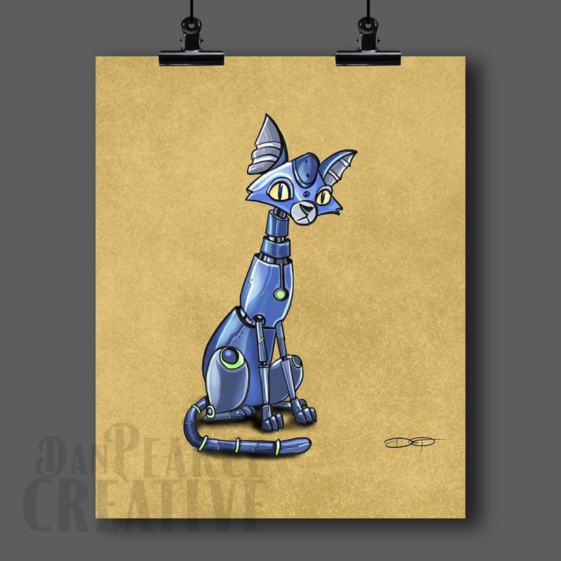 Siamese Cat Robot Cat Fine Art Print - Dan Pearce Sticker Shop