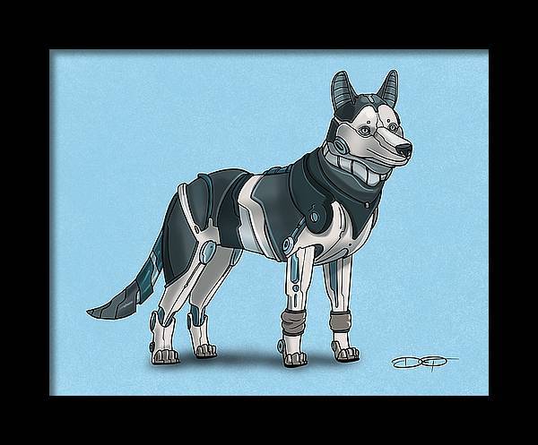 Siberian Husky Robot Dog Fine Art Print - Dan Pearce Sticker Shop
