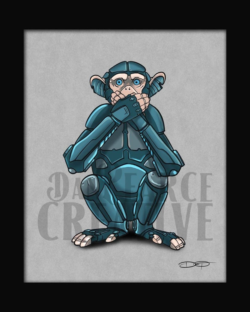 "Speak No Evil" Monkey Robot Fine Art Print - Dan Pearce Sticker Shop