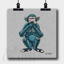 "Speak No Evil" Monkey Robot Fine Art Square Print - Dan Pearce Sticker Shop