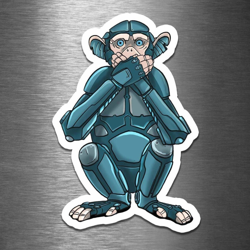 Speak No Evil Monkey Robot - Vinyl Sticker - Dan Pearce Sticker Shop