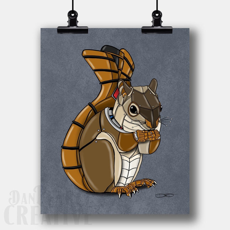 Squirrel Robot Fine Art Print - Dan Pearce Sticker Shop