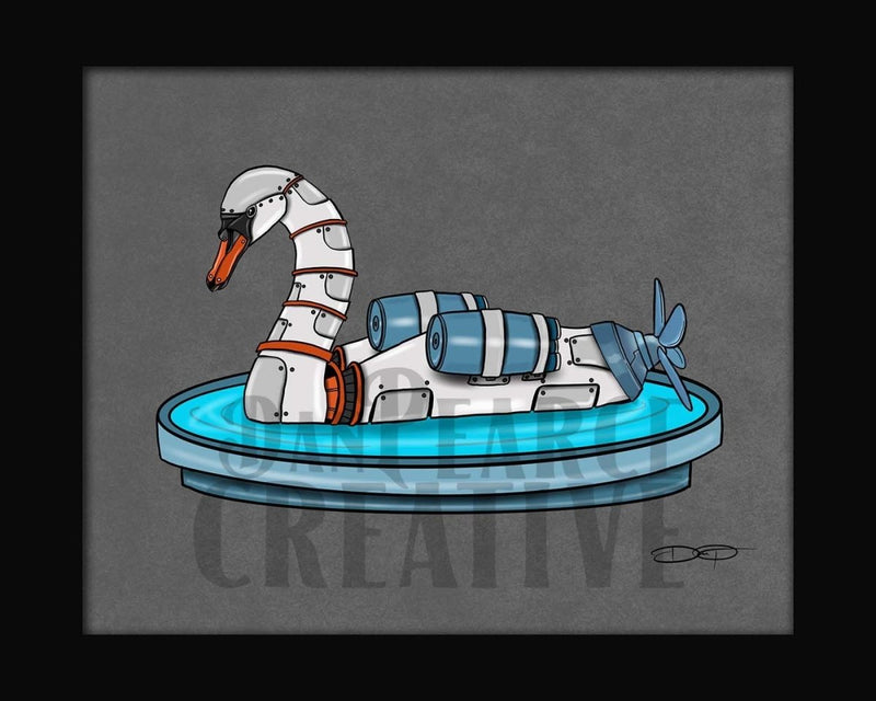 Swan Robot Fine Art Print - Dan Pearce Sticker Shop