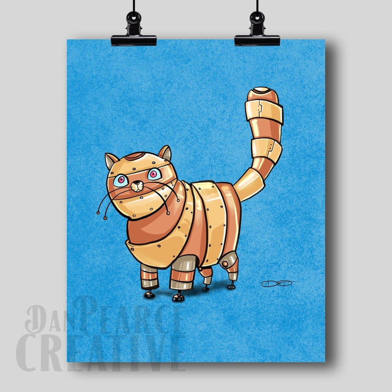 Tabby Cat Robot Cat Fine Art Print - Dan Pearce Sticker Shop