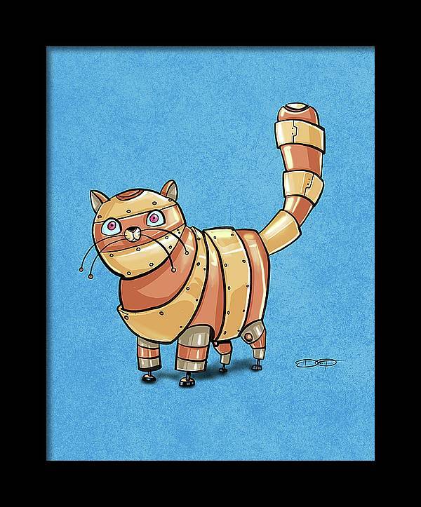 Tabby Cat Robot Cat Fine Art Print - Dan Pearce Sticker Shop