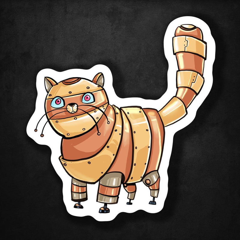 Tabby Cat Robot - Premium Sticker - Dan Pearce Sticker Shop