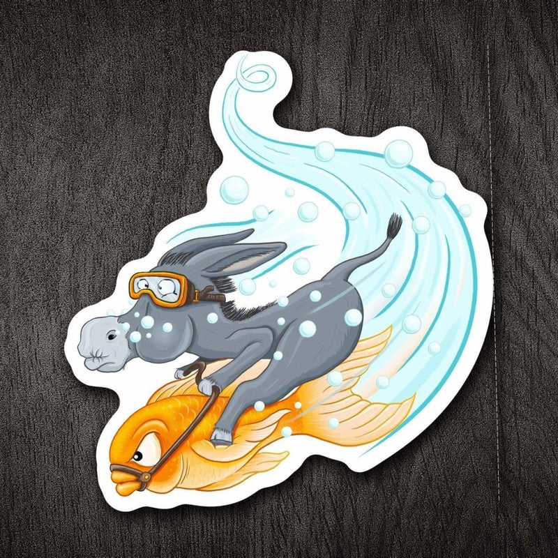 The Donkey & The Fish Underwater for People Who Enjoy Card Games - Vinyl Sticker - Dan Pearce Sticker Shop
