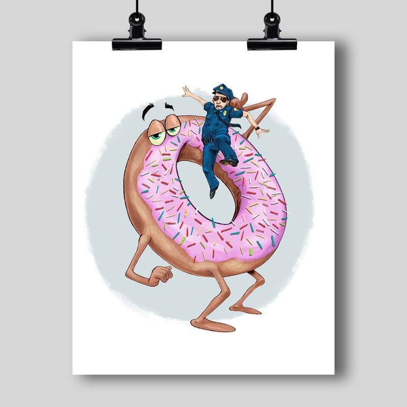 "The Donut Eating the Cop" Art Print - Dan Pearce Sticker Shop