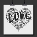 The Official Fine Art "LOVE" Print (Black on Light Grey) - Dan Pearce Sticker Shop