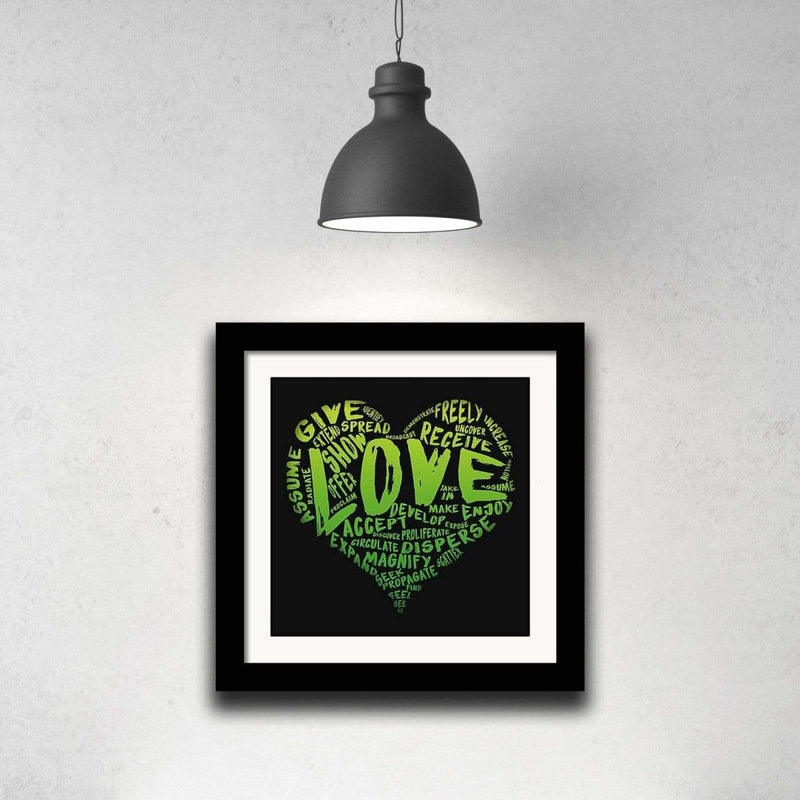 The Official Fine Art "LOVE" Print (Green on Black) - Dan Pearce Sticker Shop