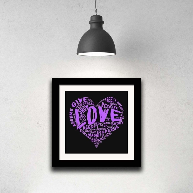 The Official Fine Art "LOVE" Print (Purple on Black) - Dan Pearce Sticker Shop